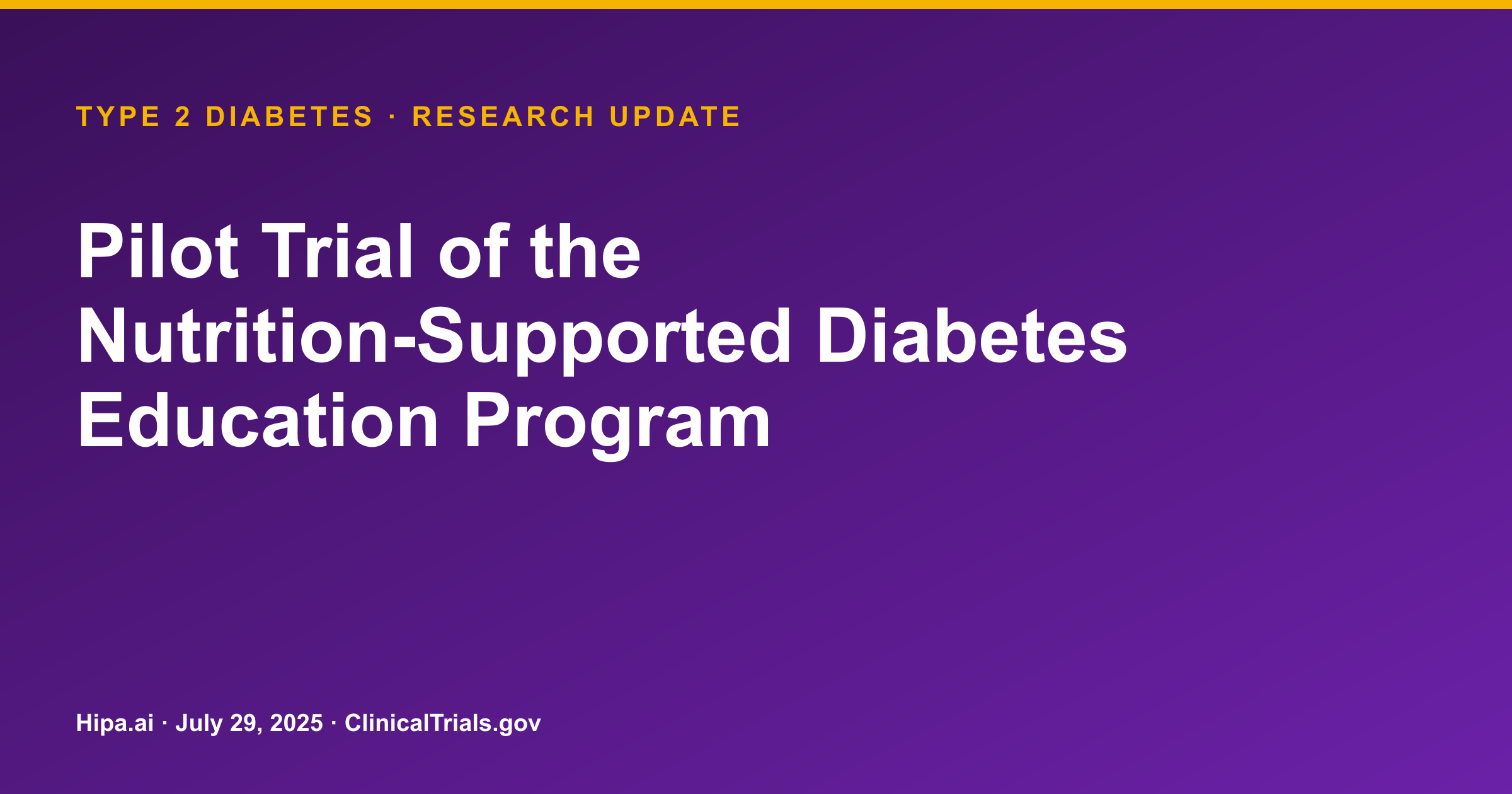 Type 2 Diabetes Pilot Trial: Nutrition-Supported Education Shows No Benefit — research update card