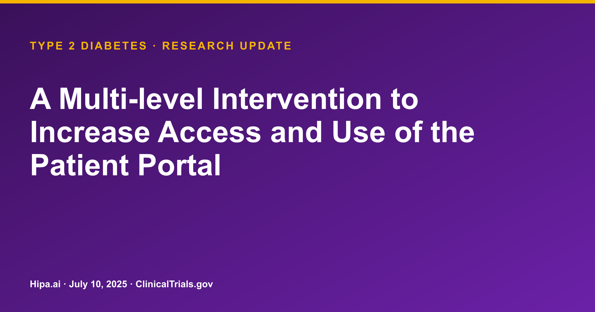 Type 2 Diabetes: Patient Portal Intervention Trial Results Posted — research update card