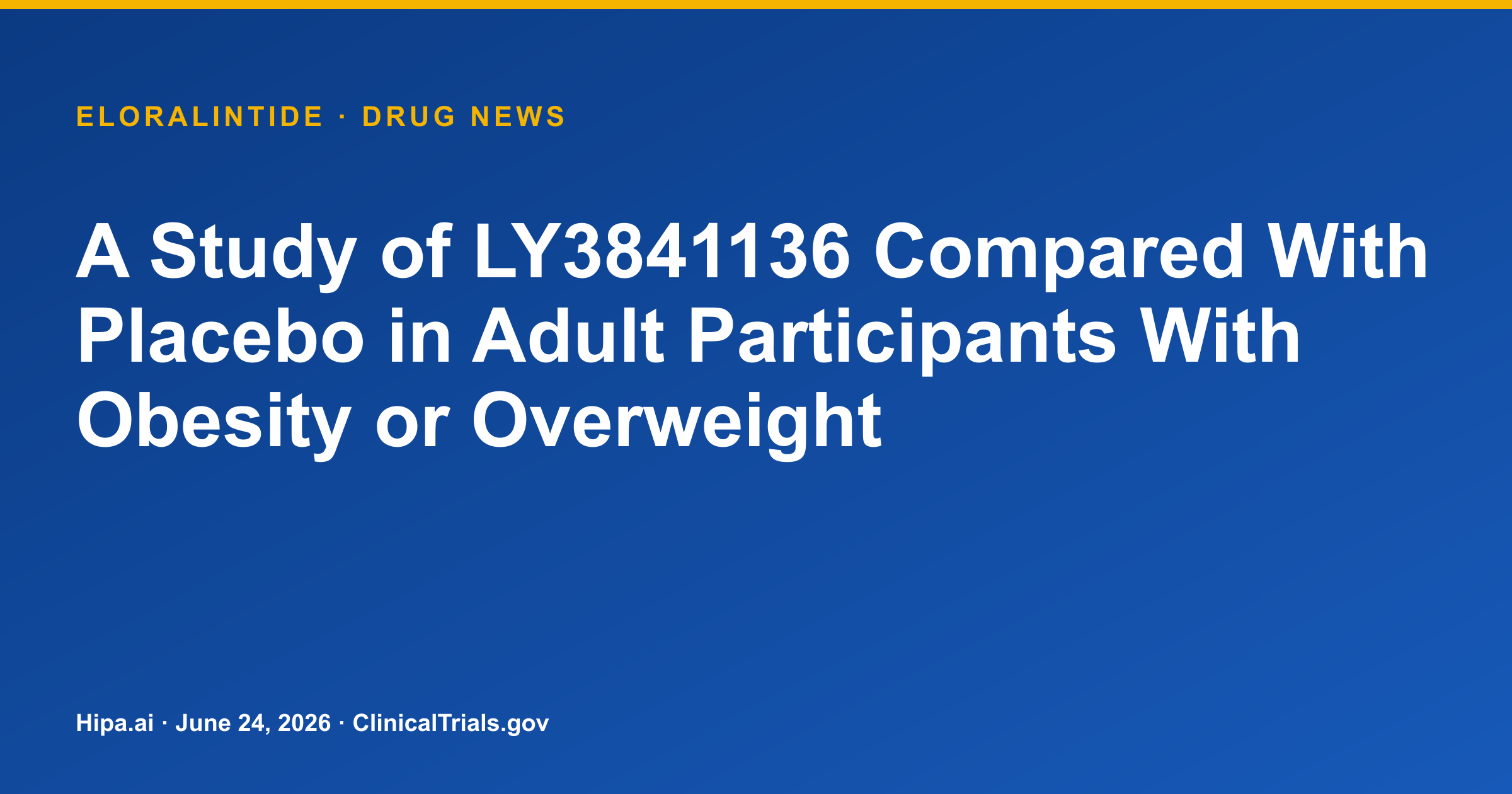 Eloralintide Phase 2 Trial Shows Up to 20.1% Weight Loss in Obesity/Overweight — drug news card