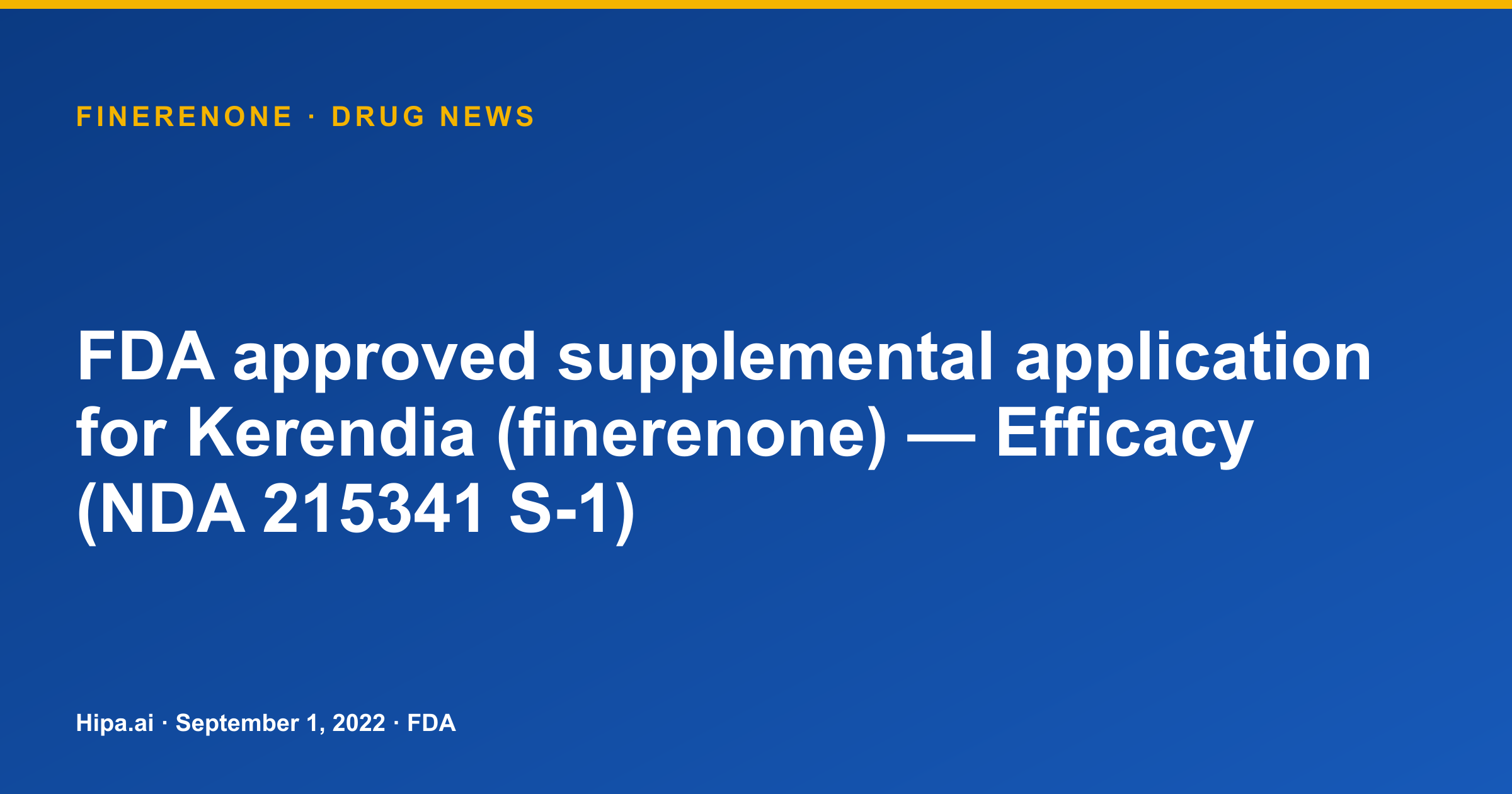 Finerenone: FDA approves supplemental efficacy application — drug news card