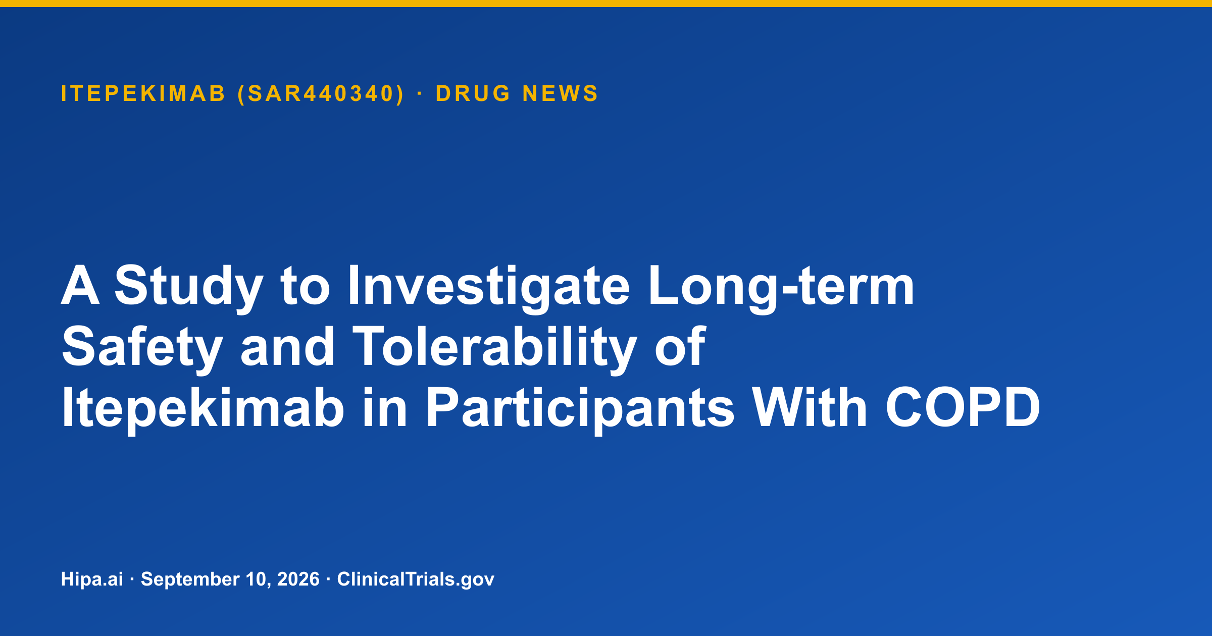 Itepekimab Completes Phase 3 Long-Term COPD Safety Study — drug news card