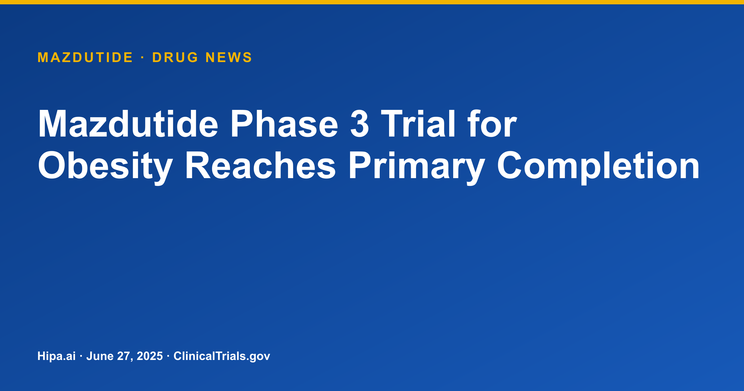 Mazdutide Phase 3 Trial for Obesity Reaches Primary Completion — research update card