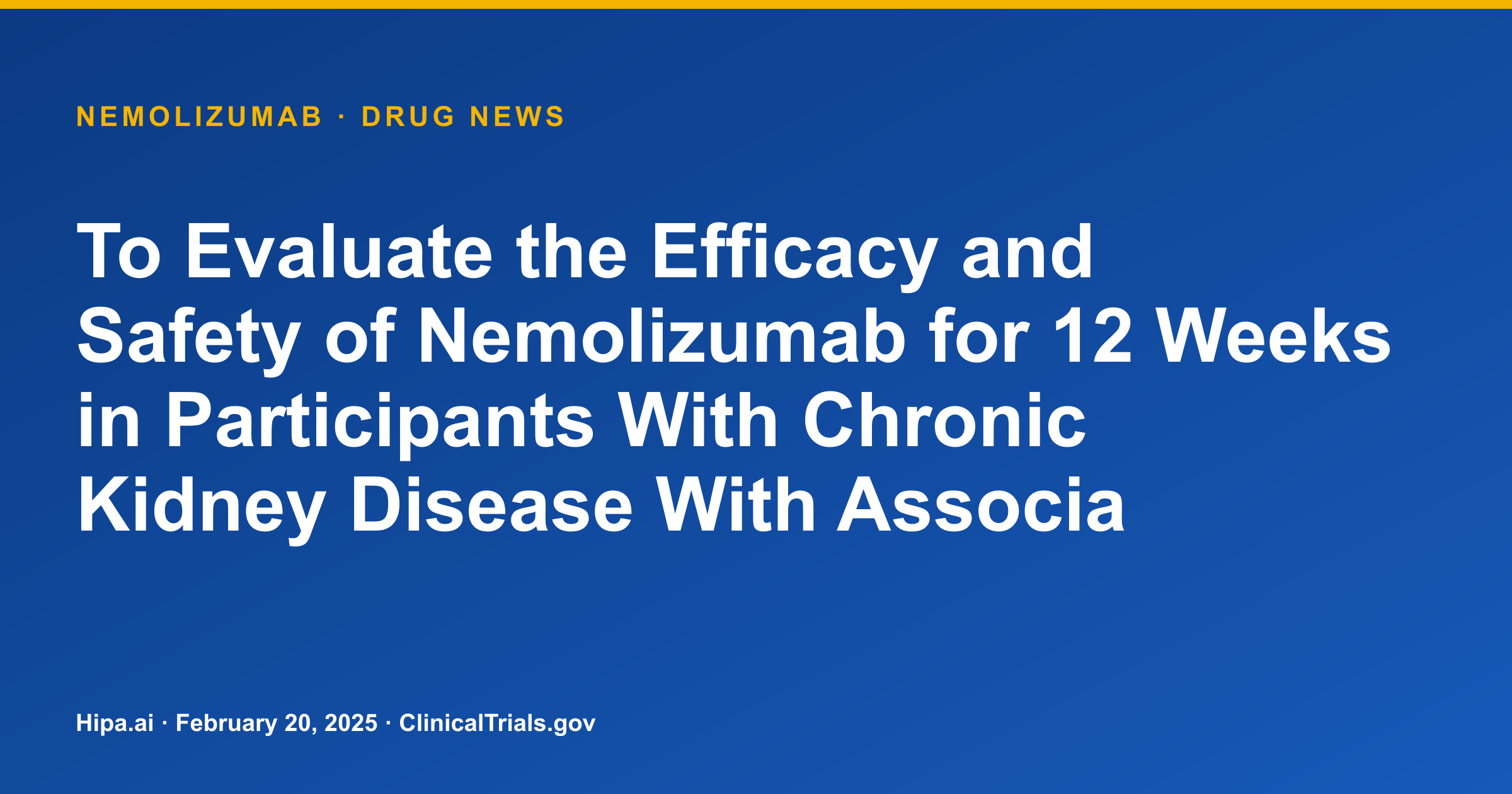 Nemolizumab Shows Early Pruritus Improvement in CKD-Associated Pruritus — drug news card