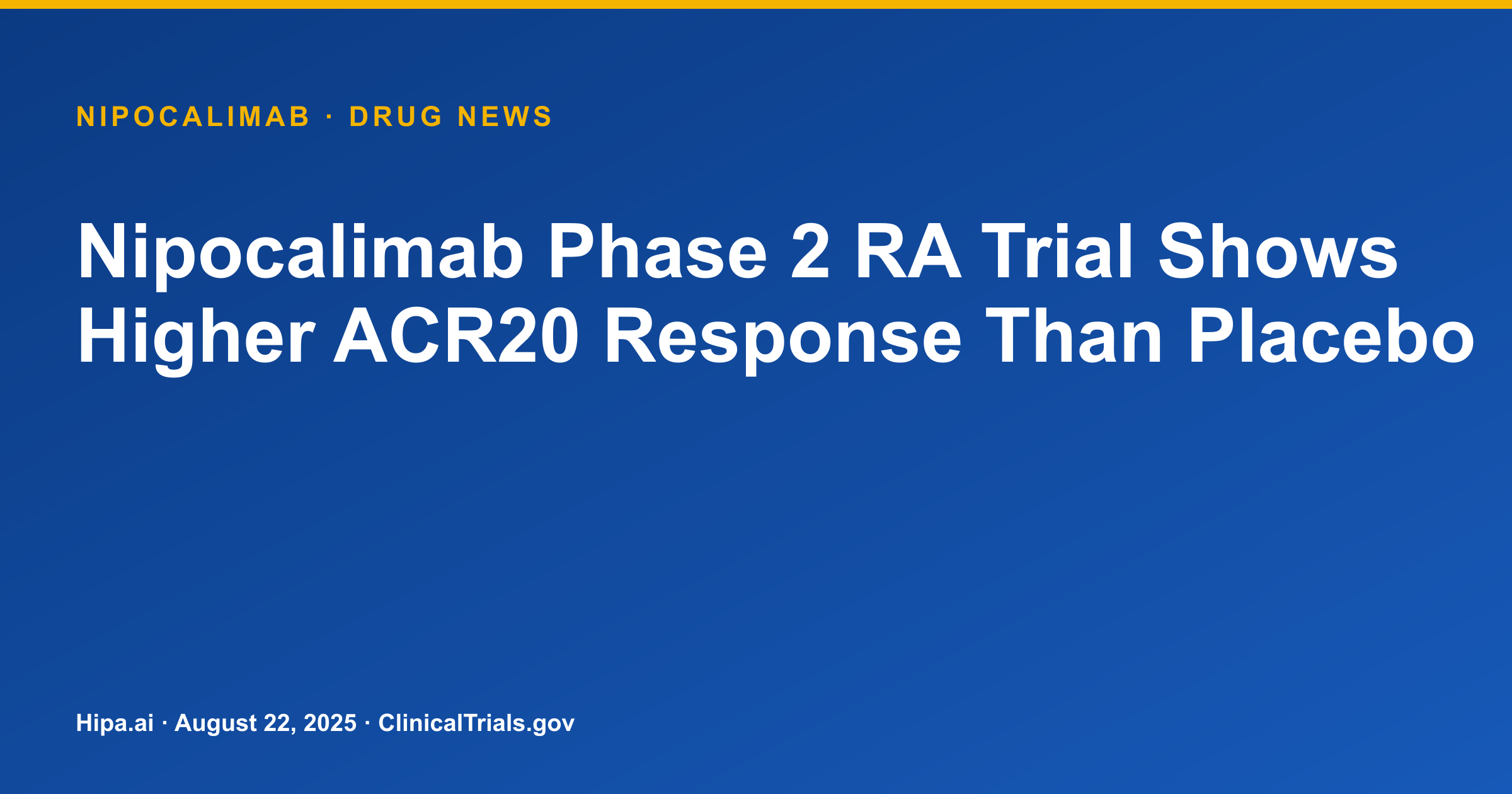 Nipocalimab Phase 2 RA Trial Shows Higher ACR20 Response Than Placebo — research update card