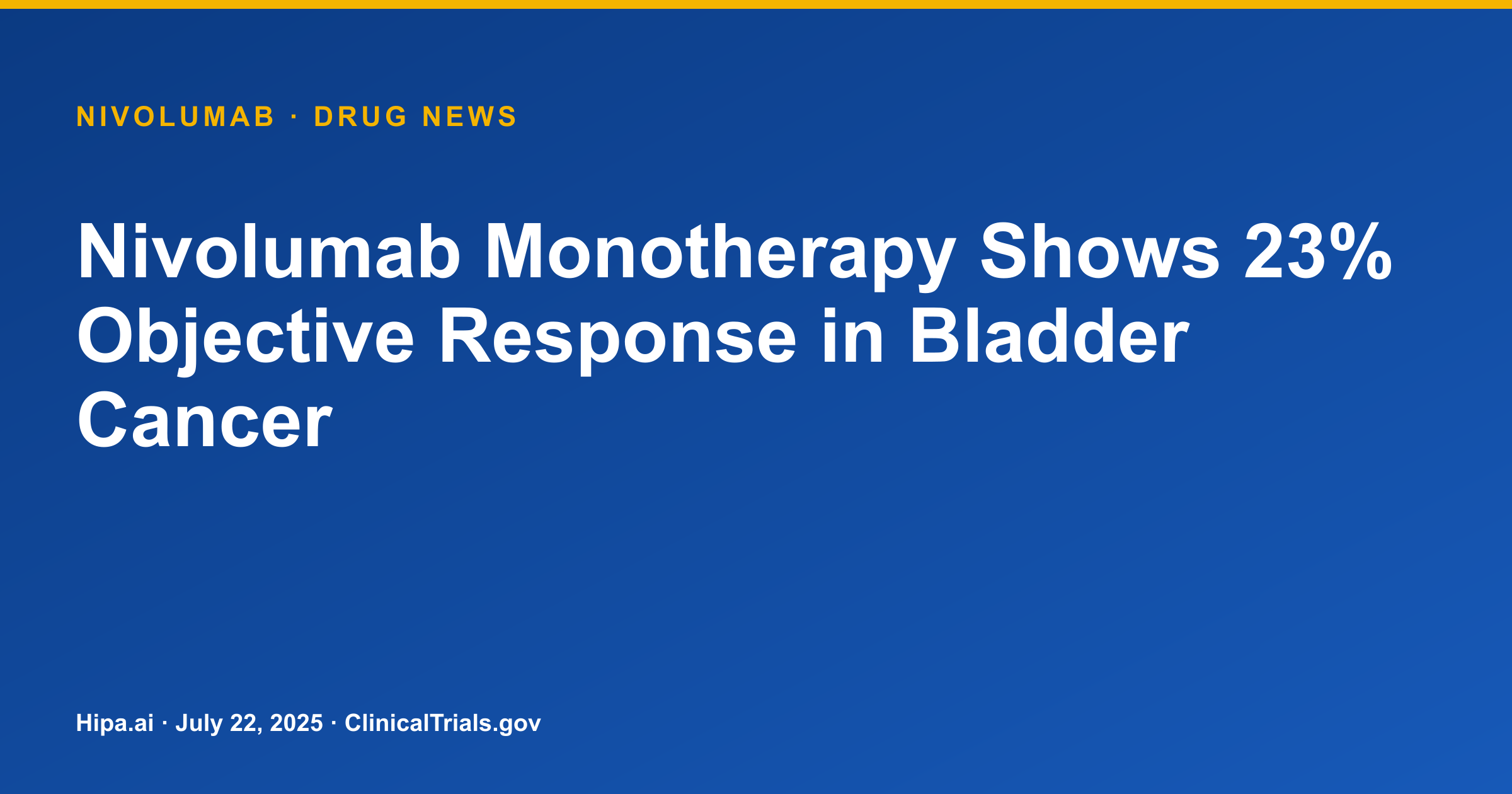 Nivolumab Monotherapy Shows 23% Objective Response in Bladder Cancer — research update card