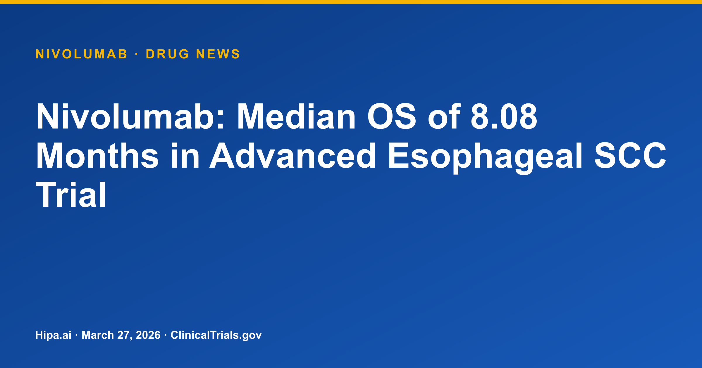 Nivolumab Shows Higher Median OS Than Lomvastomig in Esophageal Squamous Cell… — drug news card