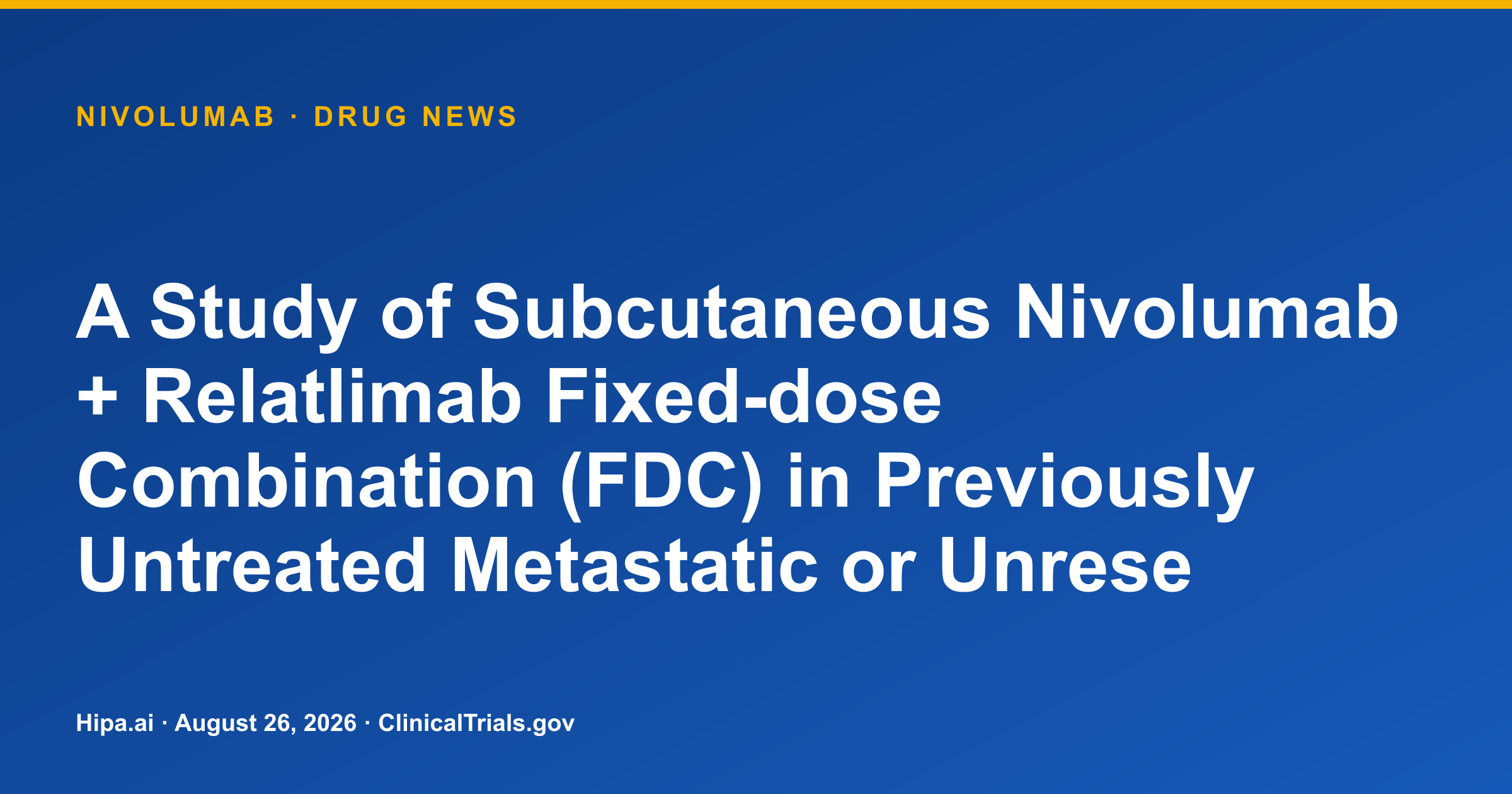 Nivolumab SC Melanoma Trial Reports Higher Drug Exposure Than IV — drug news card