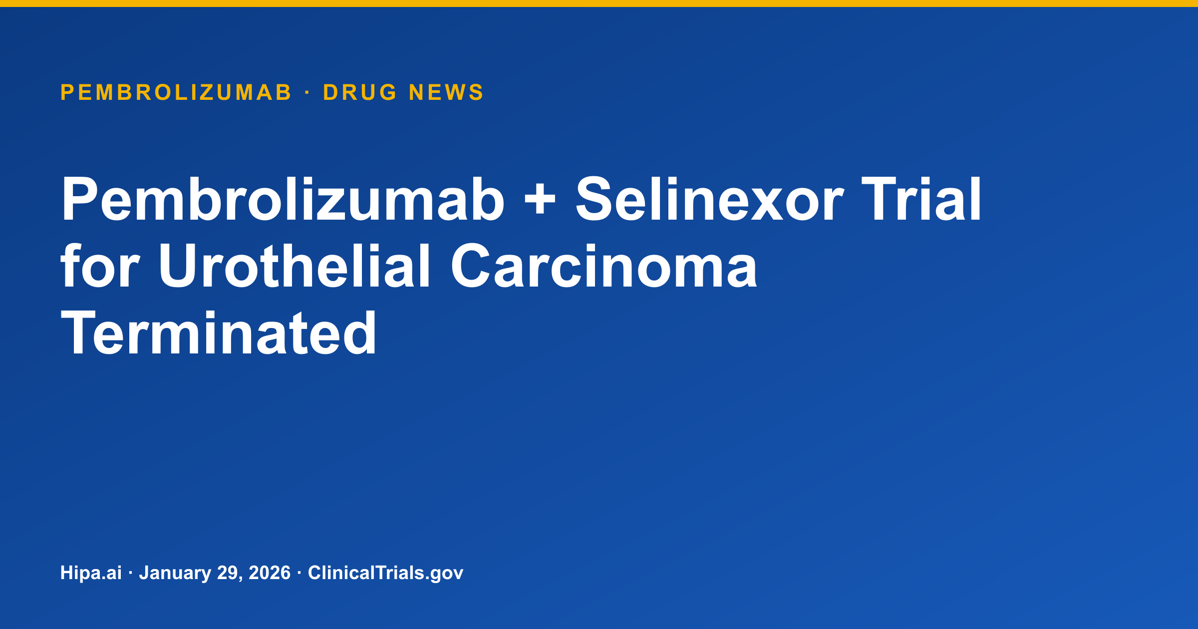 Pembrolizumab + Selinexor Trial for Urothelial Carcinoma Terminated — drug news card