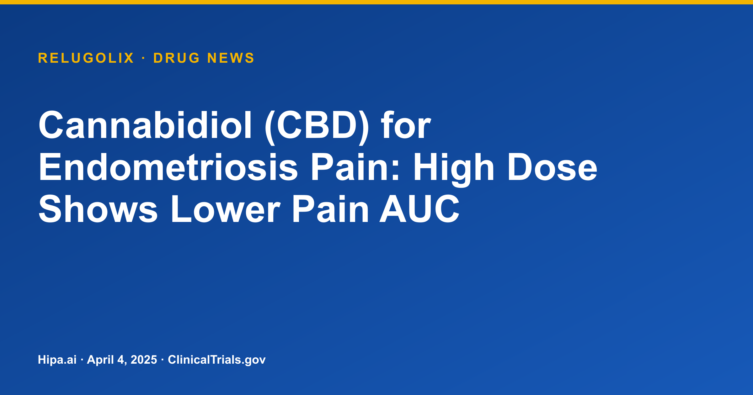 Cannabidiol (CBD) for Endometriosis Pain: High Dose Shows Lower Pain AUC — drug news card