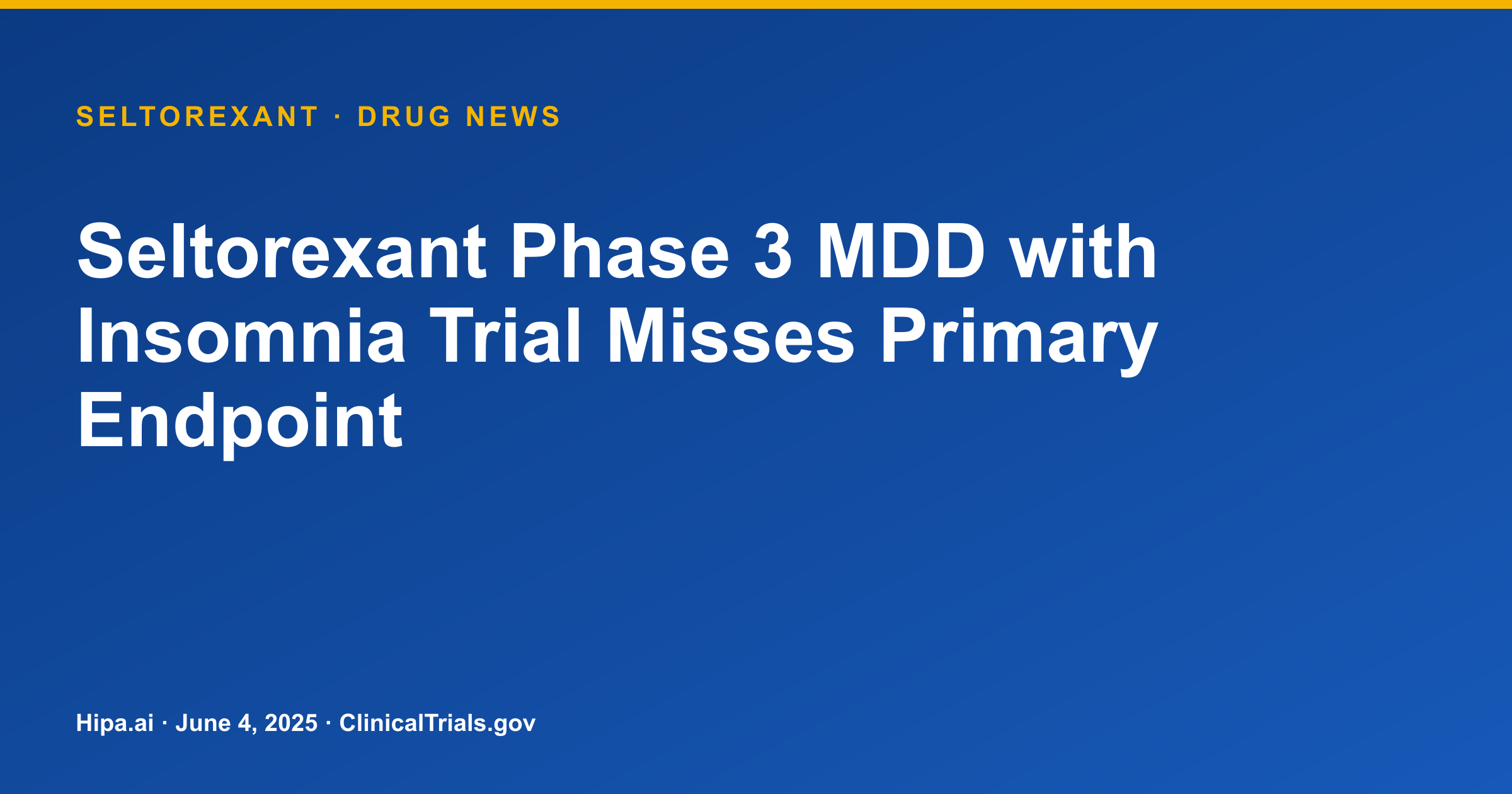 Seltorexant Phase 3 MDD with Insomnia Trial Misses Primary Endpoint — research update card