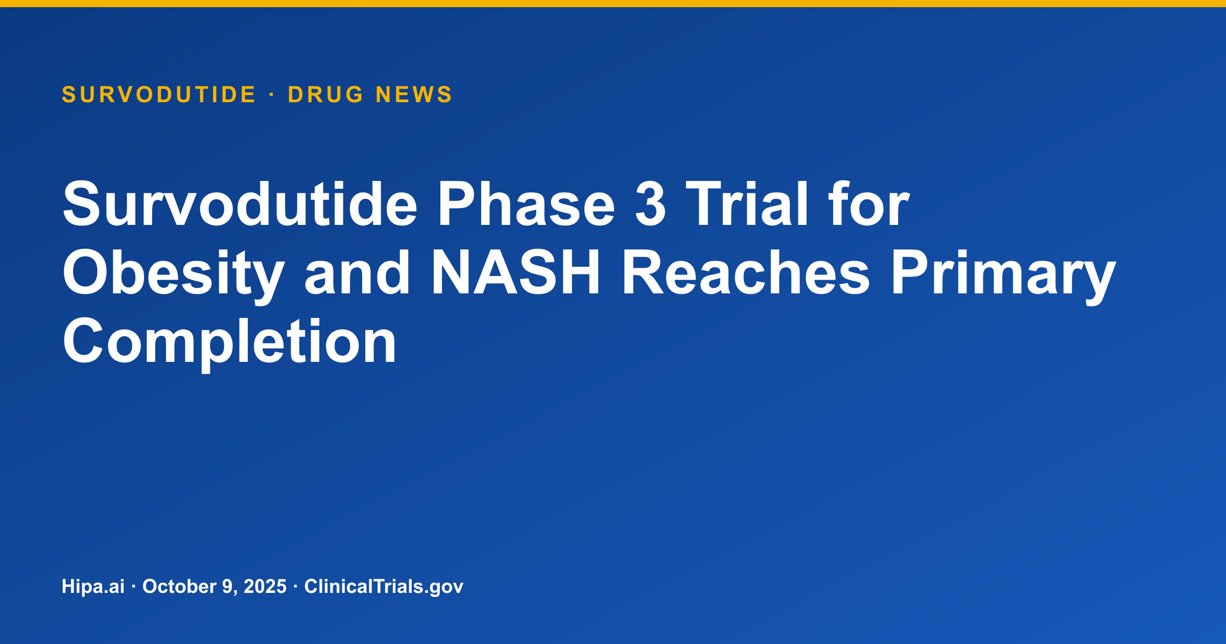 Survodutide Phase 3 Trial for Obesity and NASH Completes Primary Data Collection — research update card