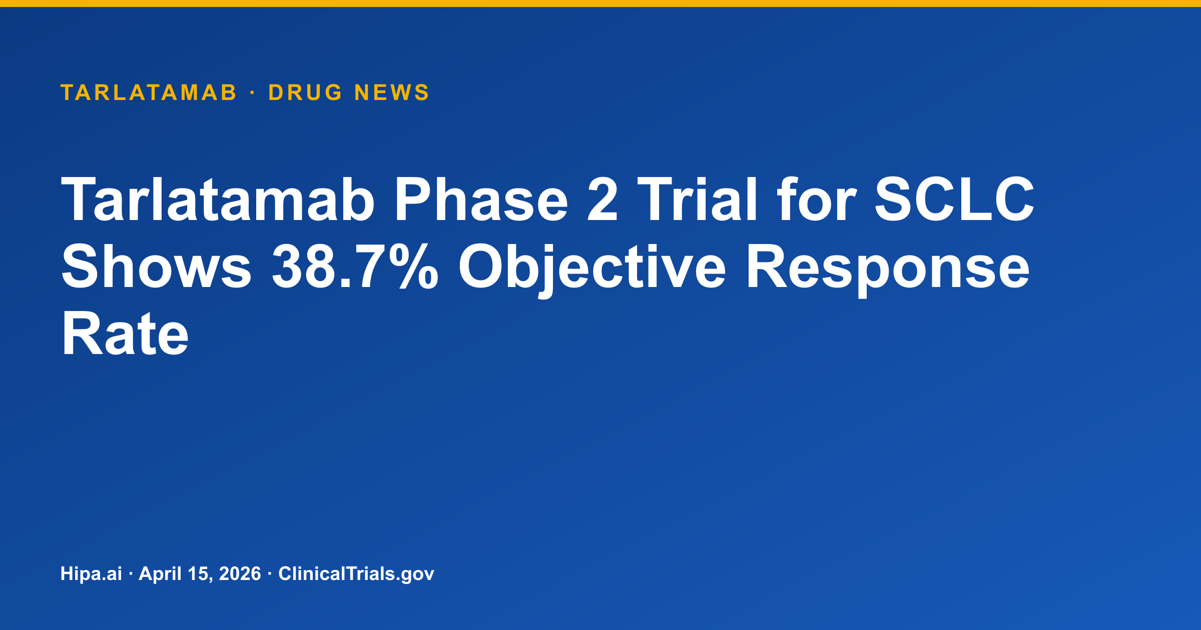 Tarlatamab Phase 2 Trial for SCLC Shows 38.7% Objective Response Rate — drug news card