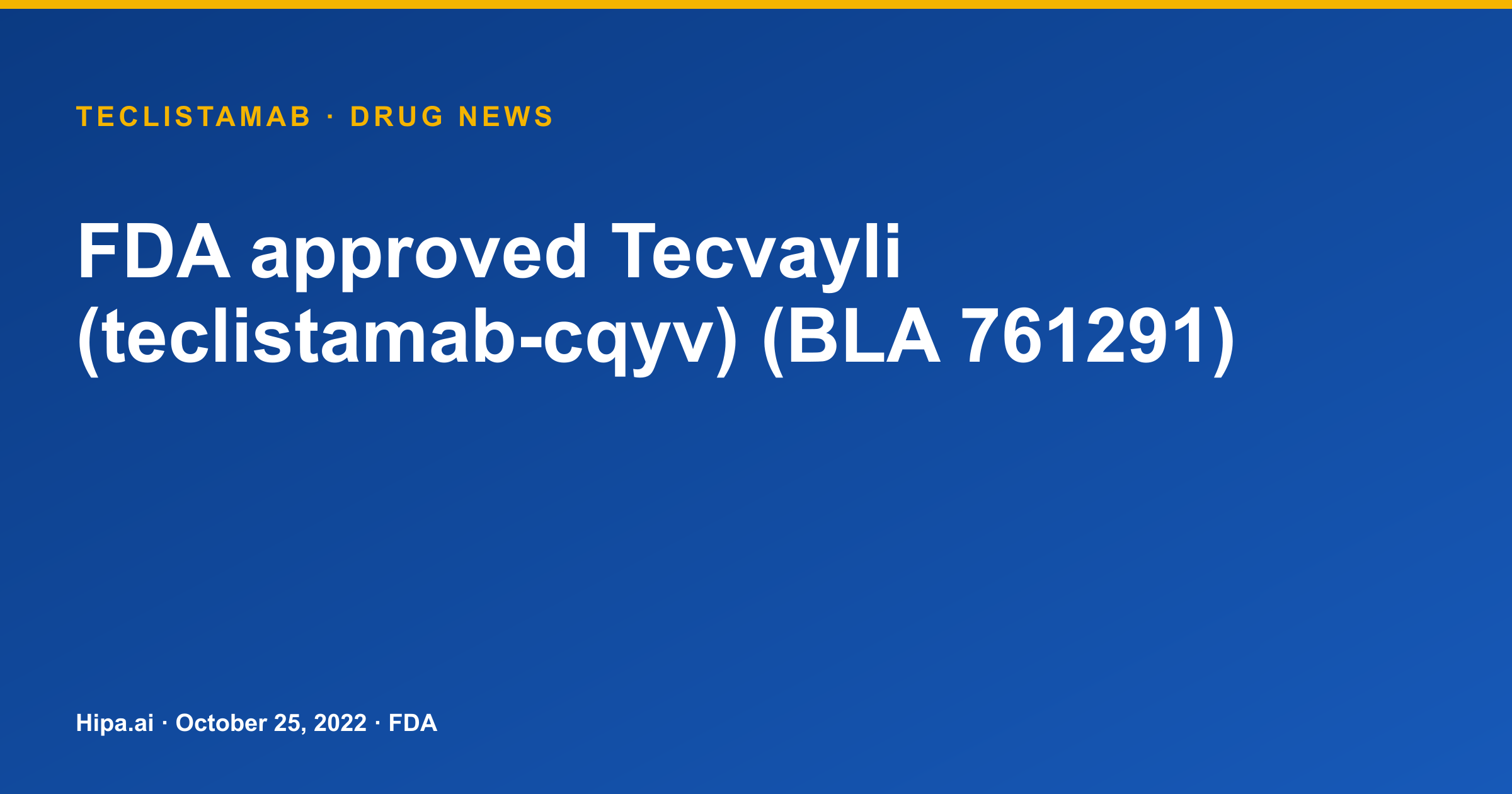 Tecvayli (Teclistamab) Receives Initial FDA Approval as New Molecular Entity — drug news card