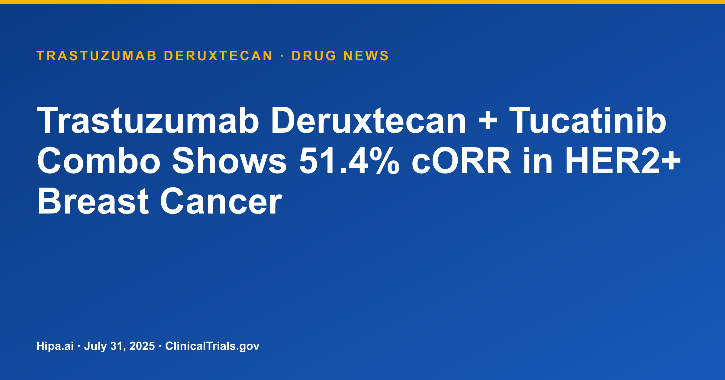 Trastuzumab Deruxtecan + Tucatinib Combo Shows 51.4% cORR in HER2+ Breast Cancer — drug news card