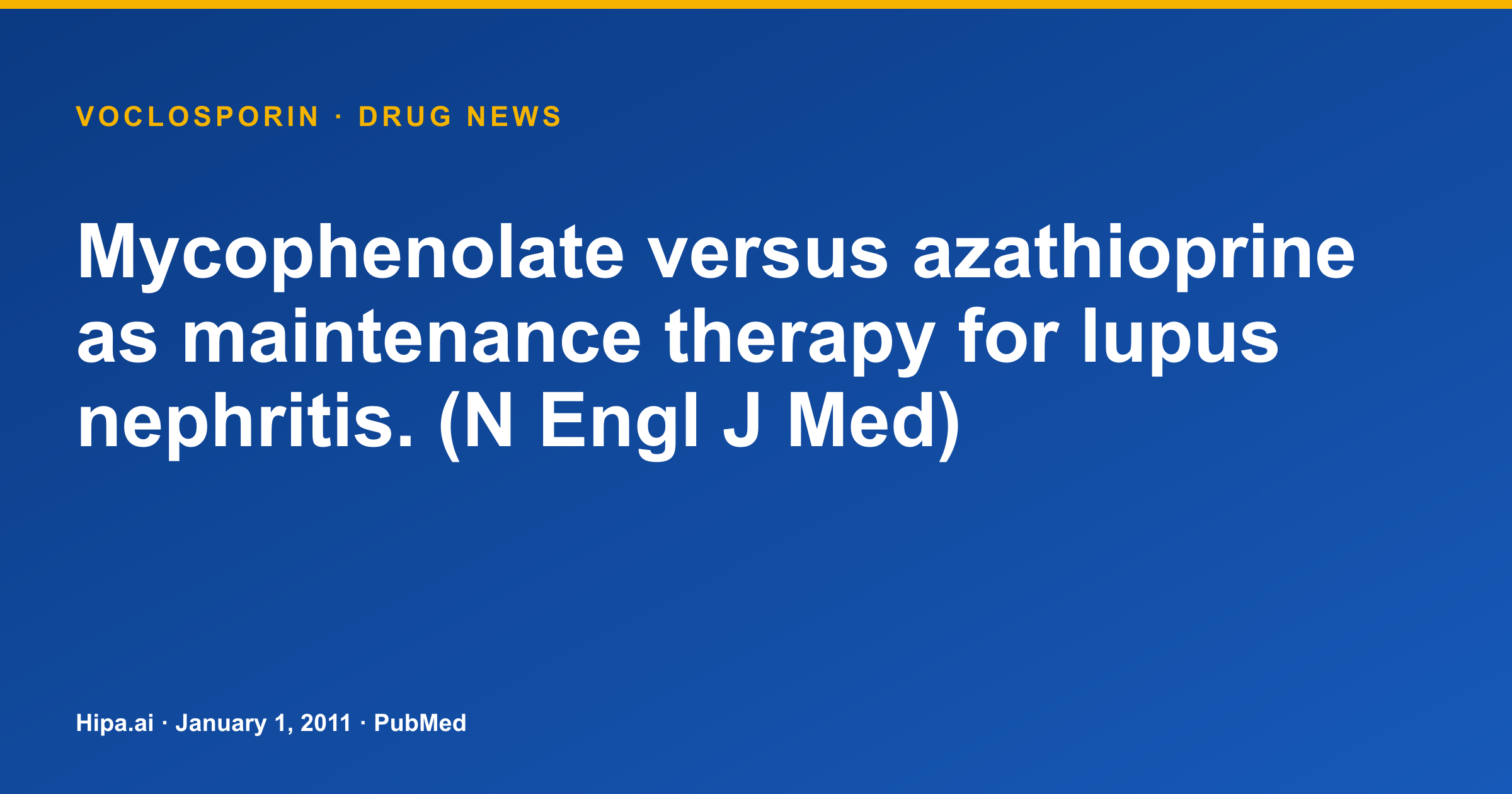 Voclosporin AURORA Study Publication for Lupus Nephritis — drug news card